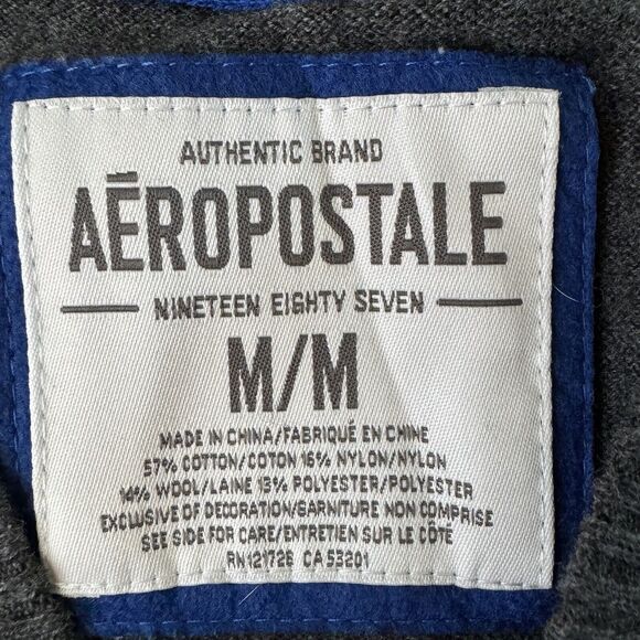 Aeropostale Men's V-Neck Sweater Long Sleeve Logo Gray Heather Size Medium - Picture 4 of 12